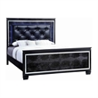 Benjara Kae 4 Pc California King Bedroom Set- LED & Mirror Trim- Textured- Black