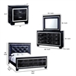 Benjara Kae 4 Pc California King Bedroom Set- LED & Mirror Trim- Textured- Black