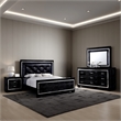 Benjara Kae 4 Pc California King Bedroom Set- LED & Mirror Trim- Textured- Black