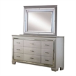 Benjara Kae 4 Pc California King Bedroom Set-LED & Mirror Trim-Champagne Silver