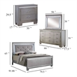 Benjara Kae 4 Pc California King Bedroom Set-LED & Mirror Trim-Champagne Silver