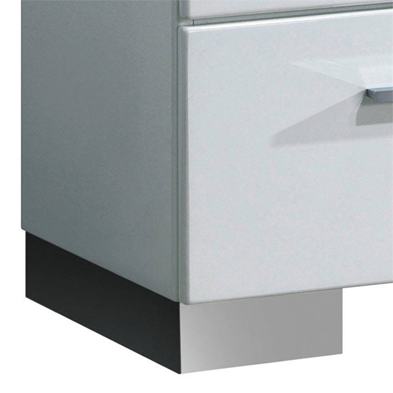 Benjara 2 Drawer Wooden Nightstand with Metal Pulls- Glossy White