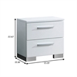 Benjara 2 Drawer Wooden Nightstand with Metal Pulls- Glossy White