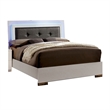 Benjara Luna 3 Pc Full Size Bedroom Set- LED Tufted Headboard and Glossy White