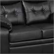 Benjara Contemporary Faux Leather & Wood Loveseat w/ Armrests - Rich Black