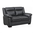 Benjara Contemporary Faux Leather & Wood Loveseat With Cushioned Armrests- Black