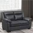 Benjara Contemporary Faux Leather & Wood Loveseat With Cushioned Armrests- Black