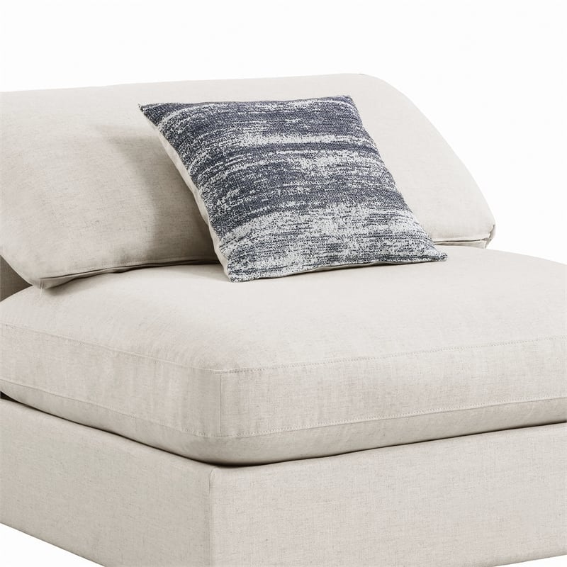 Benjara Upholstered Wooden Armless Chair w/ Loose Cushion Seat&Small Feet- Beige