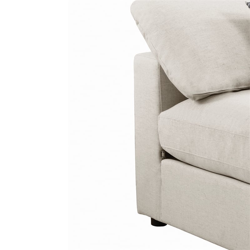 Benjara Upholstered Wooden Armless Chair w/ Loose Cushion Seat&Small Feet- Beige