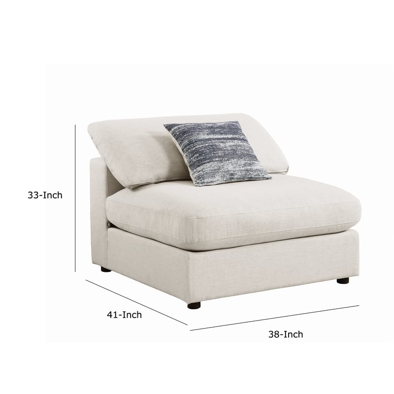 Benjara Upholstered Wooden Armless Chair w/ Loose Cushion Seat&Small Feet- Beige