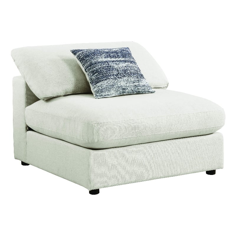 Benjara Upholstered Wooden Armless Chair w/ Loose Cushion Seat&Small Feet- Beige