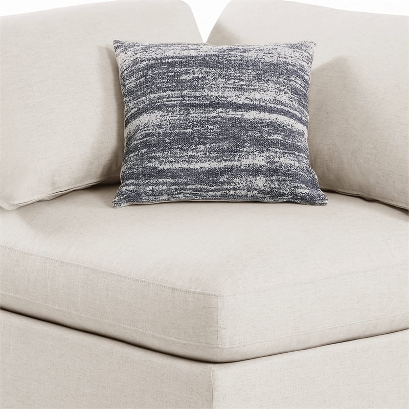 Benjara Upholstered Wooden Corner Chair w/ Loose Cushion Seat & Small Feet-Beige