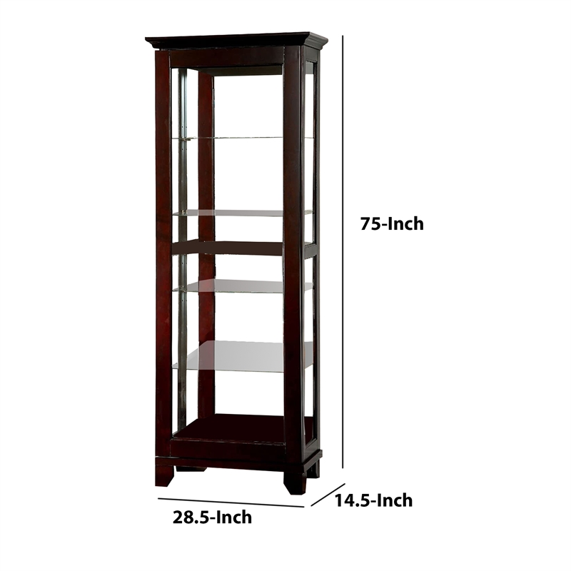 Benjara Curio Cabinate In Cappuccino Finish