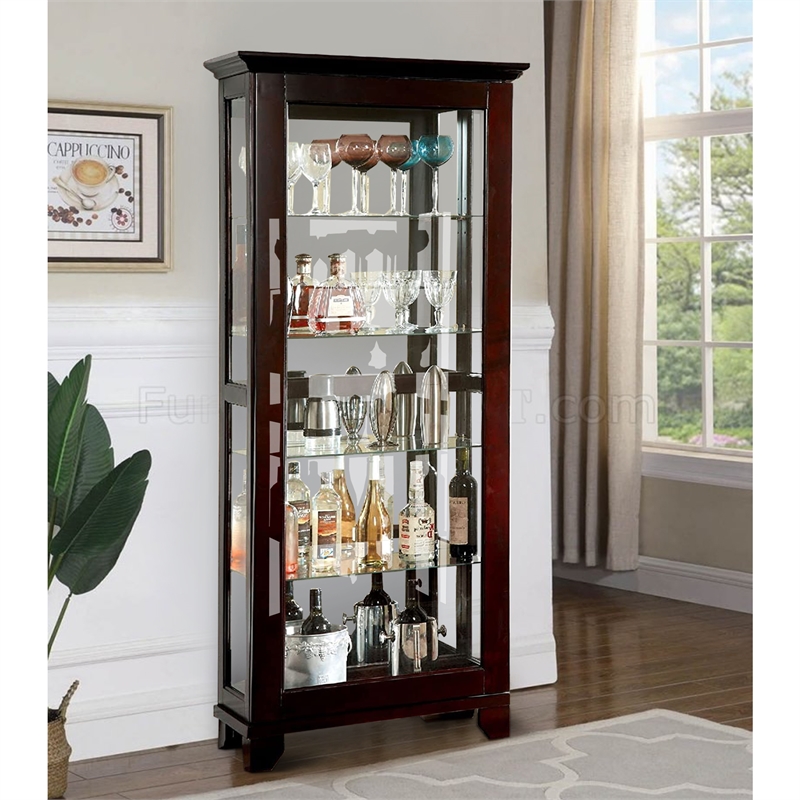 Benjara Curio Cabinate In Cappuccino Finish