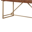 Benjara Wooden Writing Desk w/ Unique Metal Legs-Walnut Brown/Gold