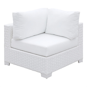 Benjara Faux Polyester and Aluminum Corner Chair with Padded Seat Cushion- White