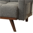 Benjara Fabric Upholstered Tufted Futon Sofa with Angled Wooden Legs- Light Gray