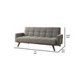 Benjara Fabric Upholstered Tufted Futon Sofa with Angled Wooden Legs- Light Gray
