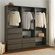 Benjara Dee Walk In Closet- Modular Freestanding Storage 4 Shelf 3 Rods- Black