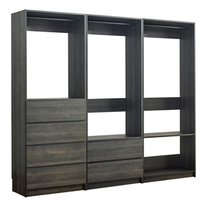 Benjara Dee Walk In Closet- Modular Freestanding Storage 4 Shelf 3 Rods- Black