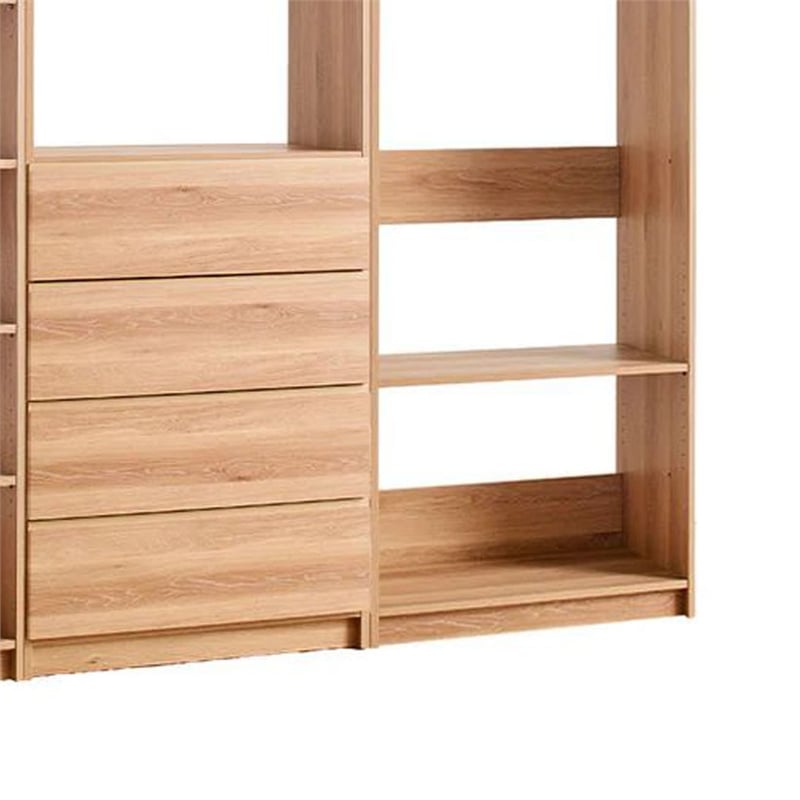 Benjara Dee Walk In Closet- Modular Freestanding Storage 9 Shelf 2 Rods Brown