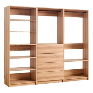 Benjara Dee Walk In Closet- Modular Freestanding Storage 9 Shelf 2 Rods Brown