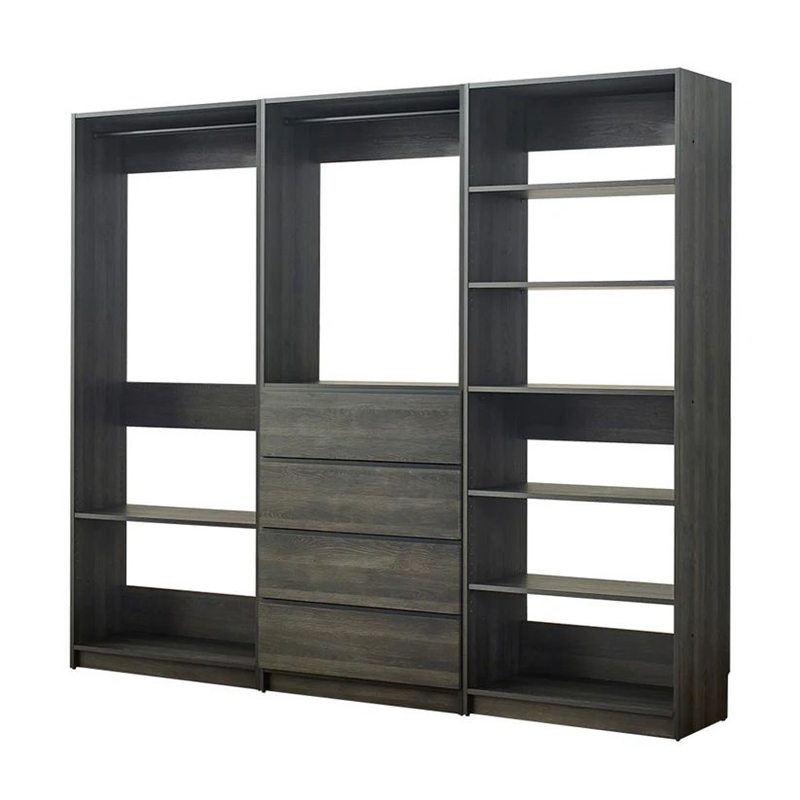 Benjara Dee Walk In Closet- Modular Freestanding Storage 9 Shelf 2 Rods Black