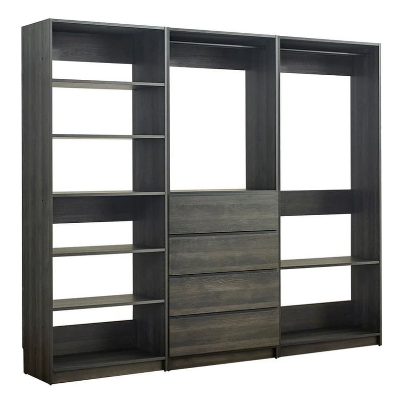 Benjara Dee Walk In Closet- Modular Freestanding Storage 9 Shelf 2 Rods Black