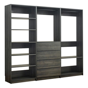 Benjara Dee Walk In Closet- Modular Freestanding Storage 9 Shelf 2 Rods Black