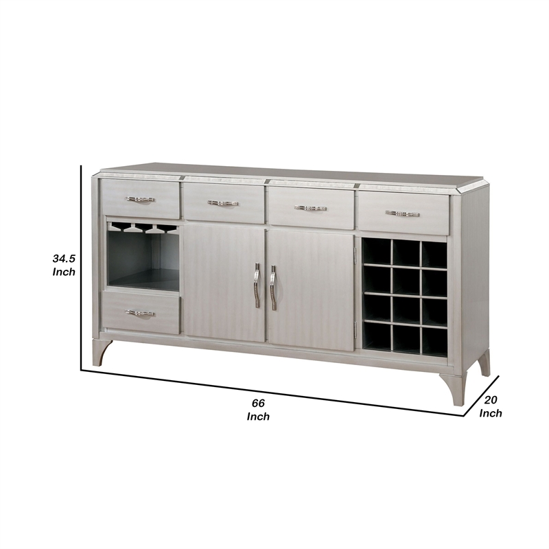 Benjara Diocles Contemporary Style Server With Tapered Legs- Silver