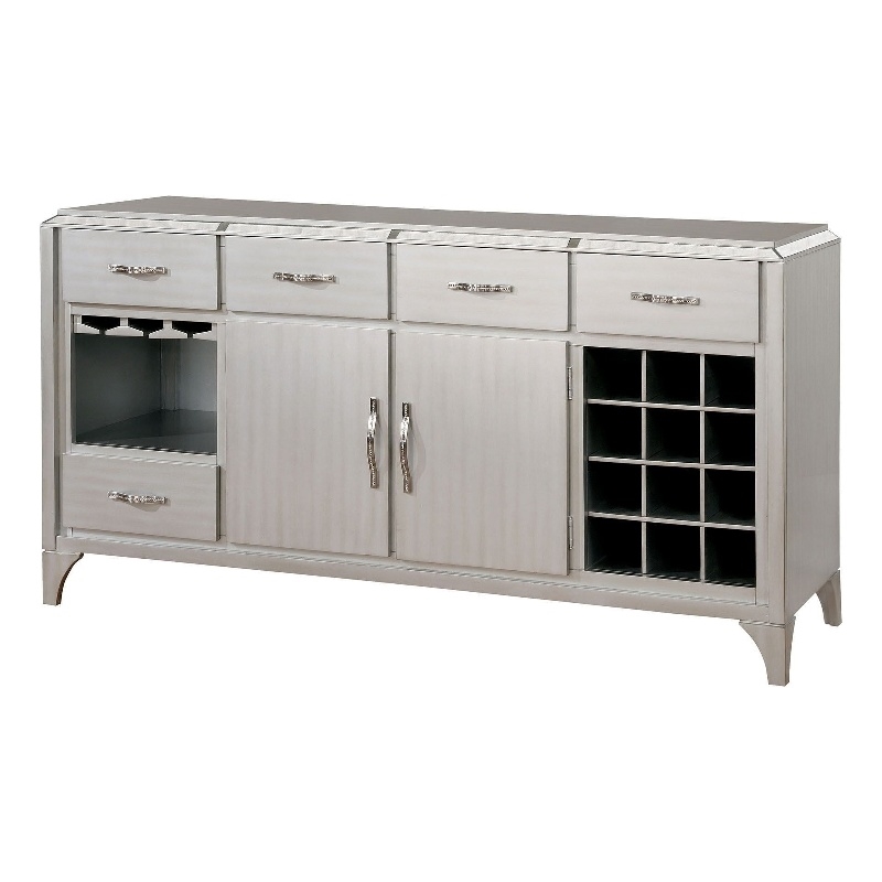 Benjara Diocles Contemporary Style Server With Tapered Legs- Silver