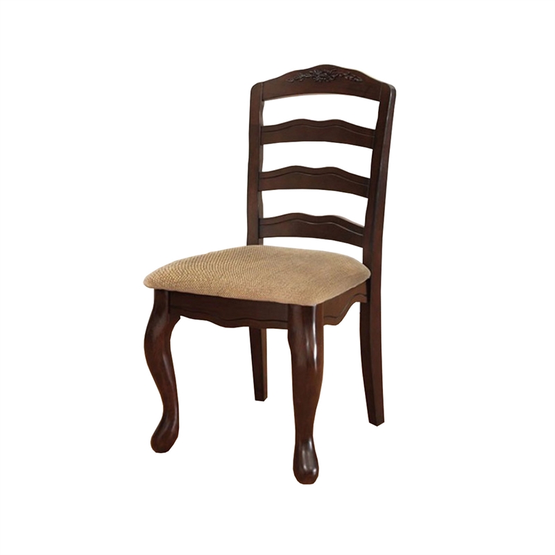 Benjara Townsville Cottage Side Chair- Dark Walnut Finish (Set of 2)