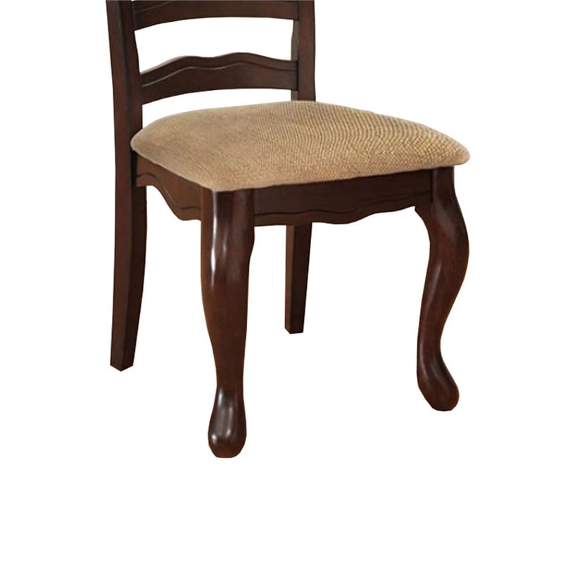 Benjara Townsville Cottage Side Chair- Dark Walnut Finish (Set of 2)