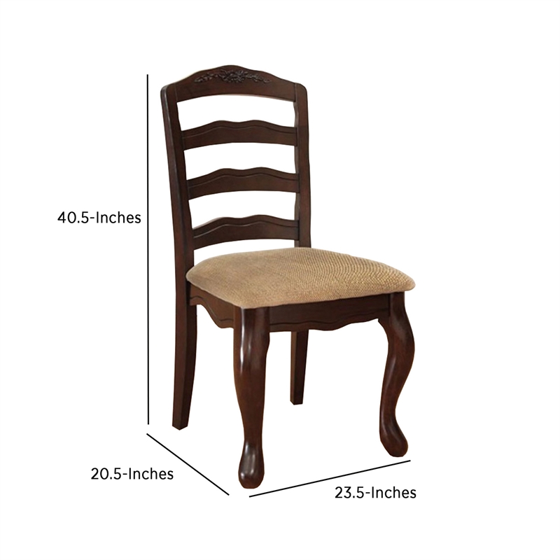 Benjara Townsville Cottage Side Chair- Dark Walnut Finish (Set of 2)