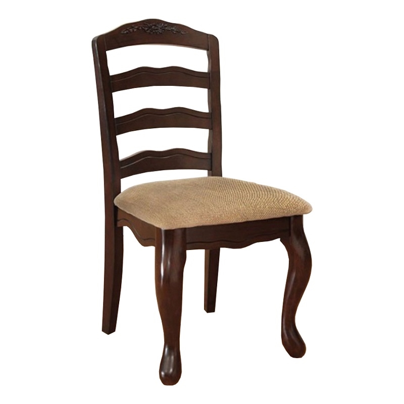 Benjara Townsville Cottage Side Chair- Dark Walnut Finish (Set of 2)