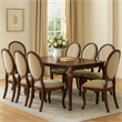 Benjara Wooden Dining Table with Floral Carved Accents and Cabriole Legs- Brown