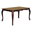 Benjara Wooden Dining Table with Floral Carved Accents and Cabriole Legs- Brown