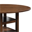 Benjara Wooden Round Counter Height Table with Open Bottom Shelves- Brown