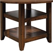 Benjara Wooden Round Counter Height Table with Open Bottom Shelves- Brown