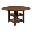 Benjara Wooden Round Counter Height Table with Open Bottom Shelves- Brown