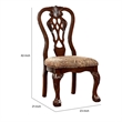 Benjara Elana Traditional Side Chair With fabric- Brown Cherry Finish (Set of 2)