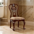 Benjara Elana Traditional Side Chair With fabric- Brown Cherry Finish (Set of 2)