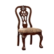 Benjara Elana Traditional Side Chair With fabric- Brown Cherry Finish (Set of 2)