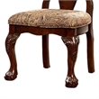 Benjara Elana Traditional Side Chair With fabric- Brown Cherry Finish (Set of 2)