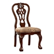 Benjara Elana Traditional Side Chair With fabric- Brown Cherry Finish (Set of 2)