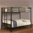 Benjara Wooden & Metal Frame Full/Full Size Bunk Bed- Black