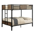 Benjara Wooden & Metal Frame Full/Full Size Bunk Bed- Black
