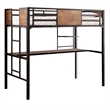 Benjara Wooden & Metal Twin Size Bunk Bed With Workstation- Black