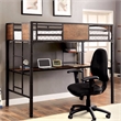 Benjara Wooden & Metal Twin Size Bunk Bed With Workstation- Black