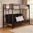 Benjara Wooden & Metal Twin Futon Base Bunk Bed- Black